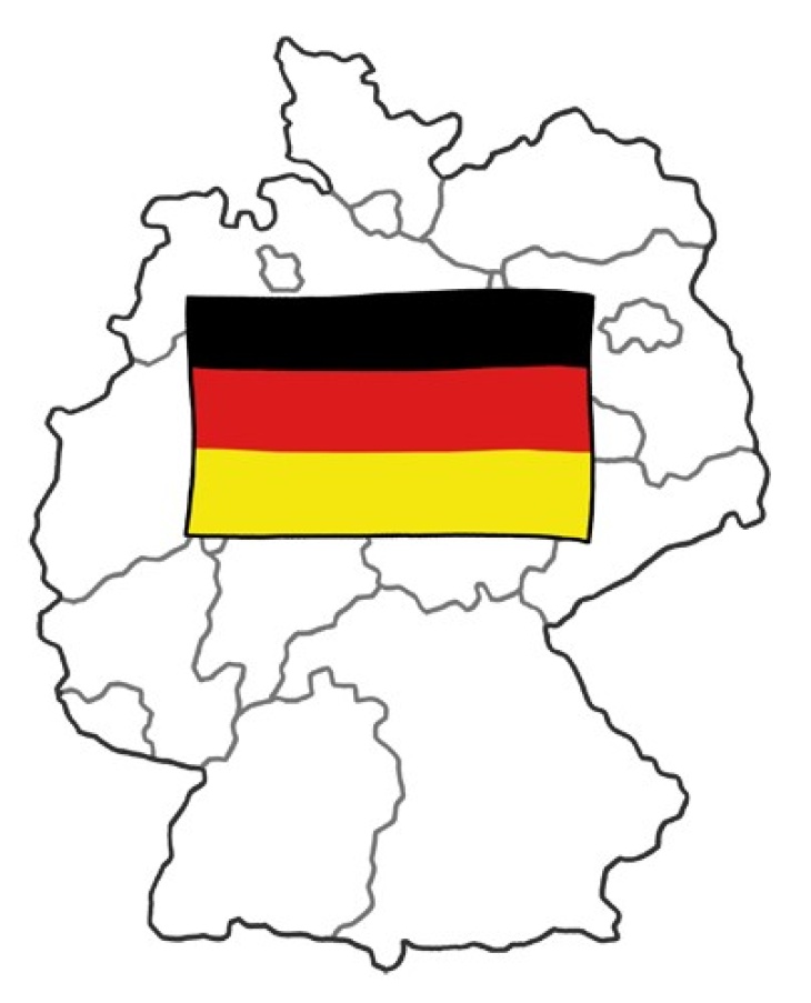 Deutschlandkarte und Deutschlandflagge